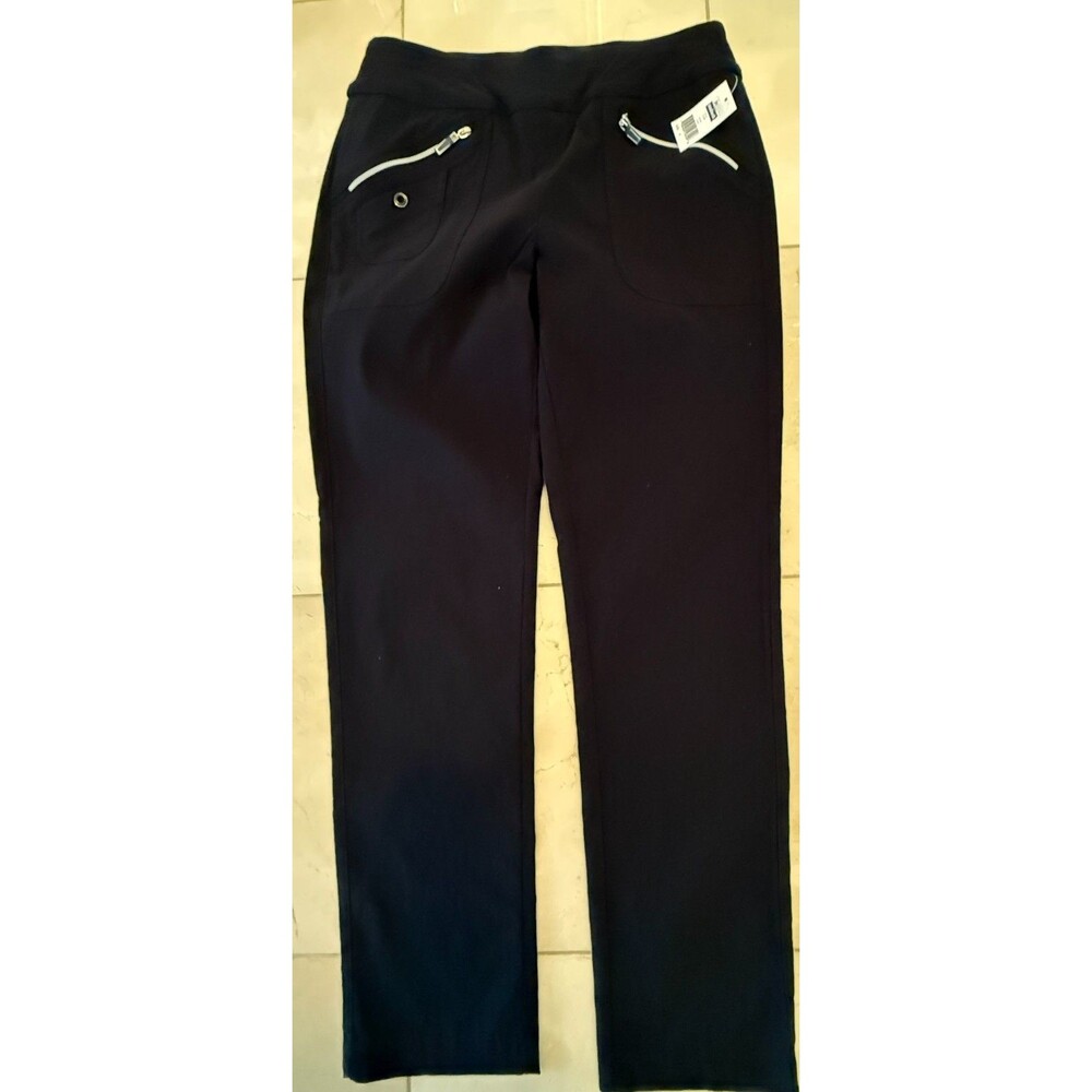 JAMIE SADOCK Golf Pants Black Pull-on Pockets Studs Silver Zippers Women's 6 NWT